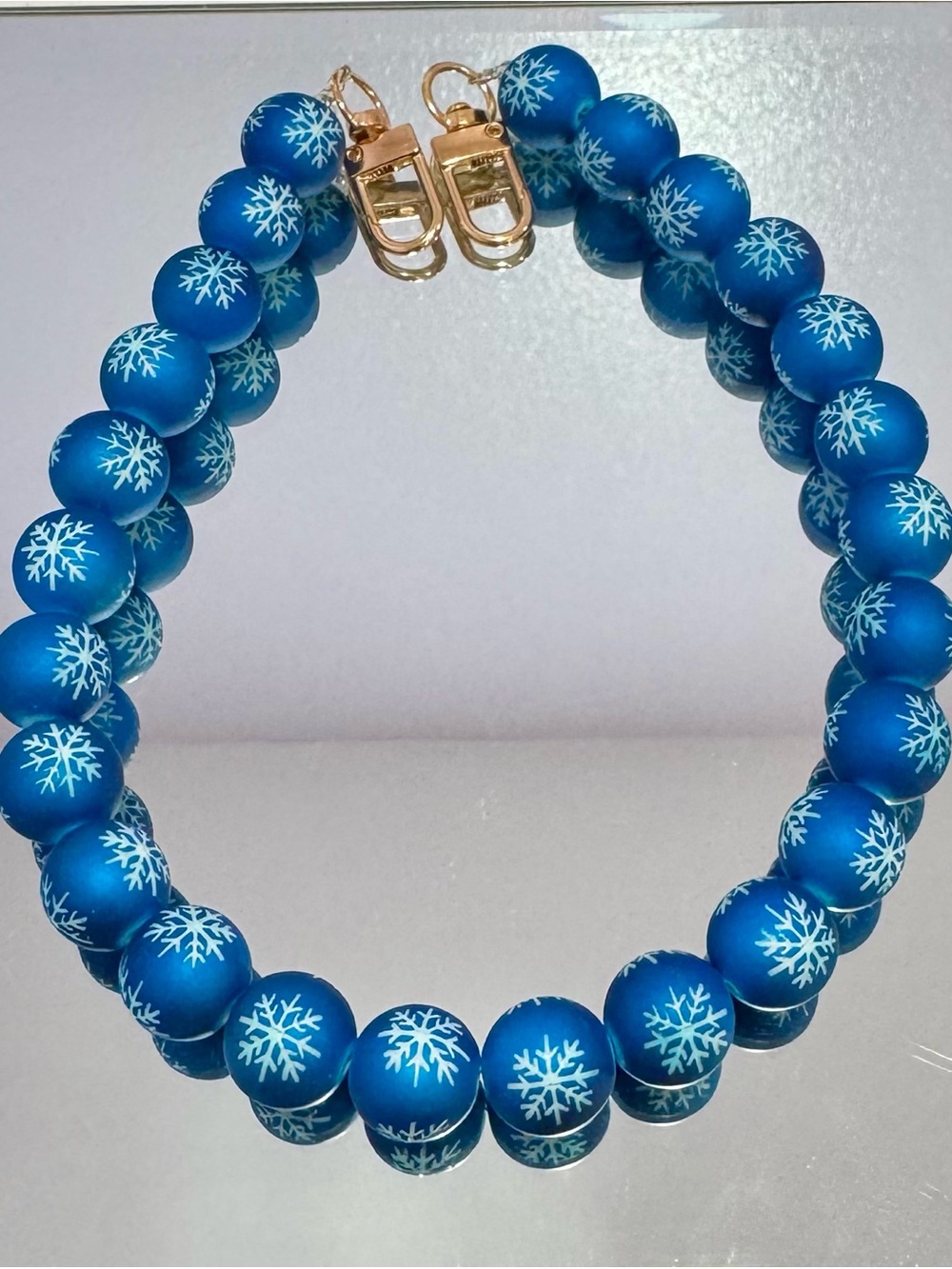 New Blue Snowflake Bead Bag Chain 18 inches